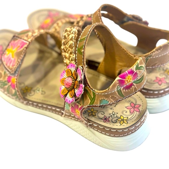 L'Artiste Brissa Sandals- Grey/Multicolor Butterfly Floral Print Women’s Sandals - Picture 13 of 16